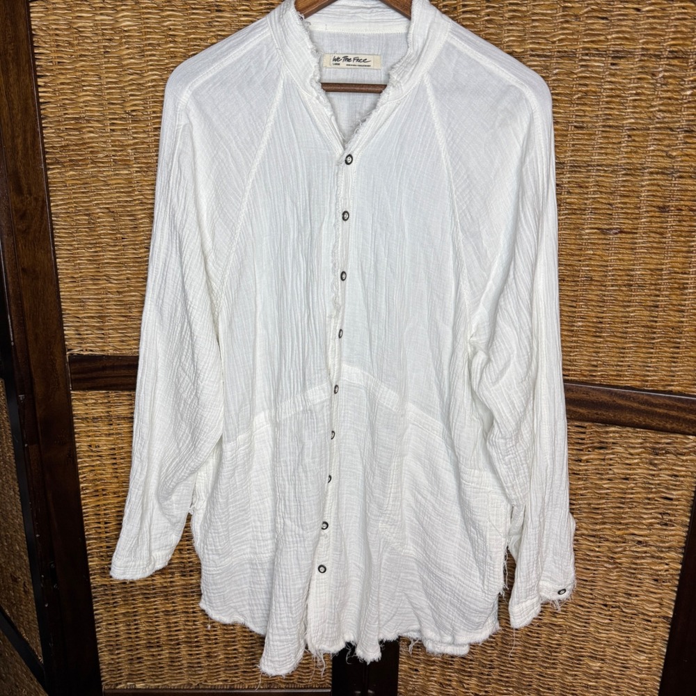 We The Free Free People White Gauze Button Down Daydreamer Shirt Large